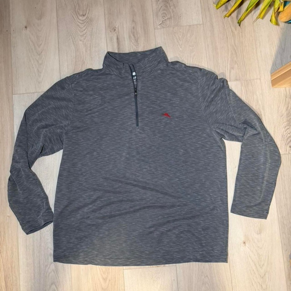 Tommy Bahama Gray 1/4‎ Zip Pullover Men's XL Lightweight Casual Golf Layer
